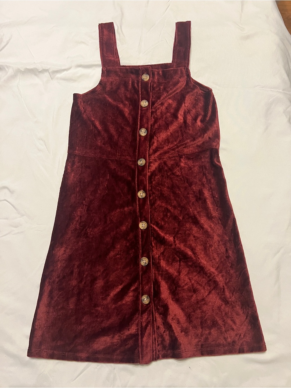 SO Girls' Velvet Button-Front Dress in Wine Red GIRLS SIZE 8